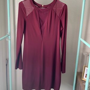Express Maroon Long Sleeve Dress